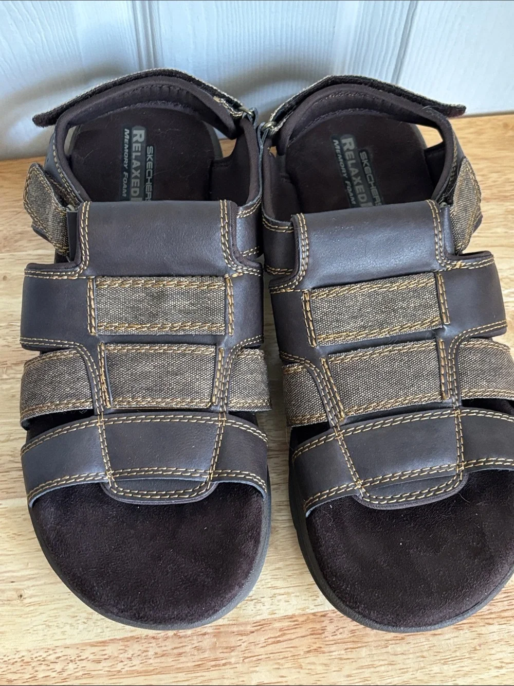 Skechers Mens Brown Strappy Fisherman Sandals Size 12 Memory Foam Relaxed Fit